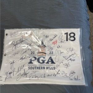 PGA Championship Southern Hills 2022 Signed Flag